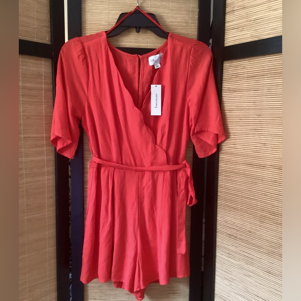🌺 FRANCESCA’S romper Sz S 1 pc shorts outfit wrap style NWT